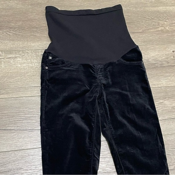 A Pea in a Pod AG Adriano Goldschmied Maternity Skinny Black Velvet Pants 26R. - Picture 2 of 12